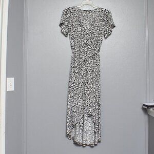 West kei black and white floral high low midi dress